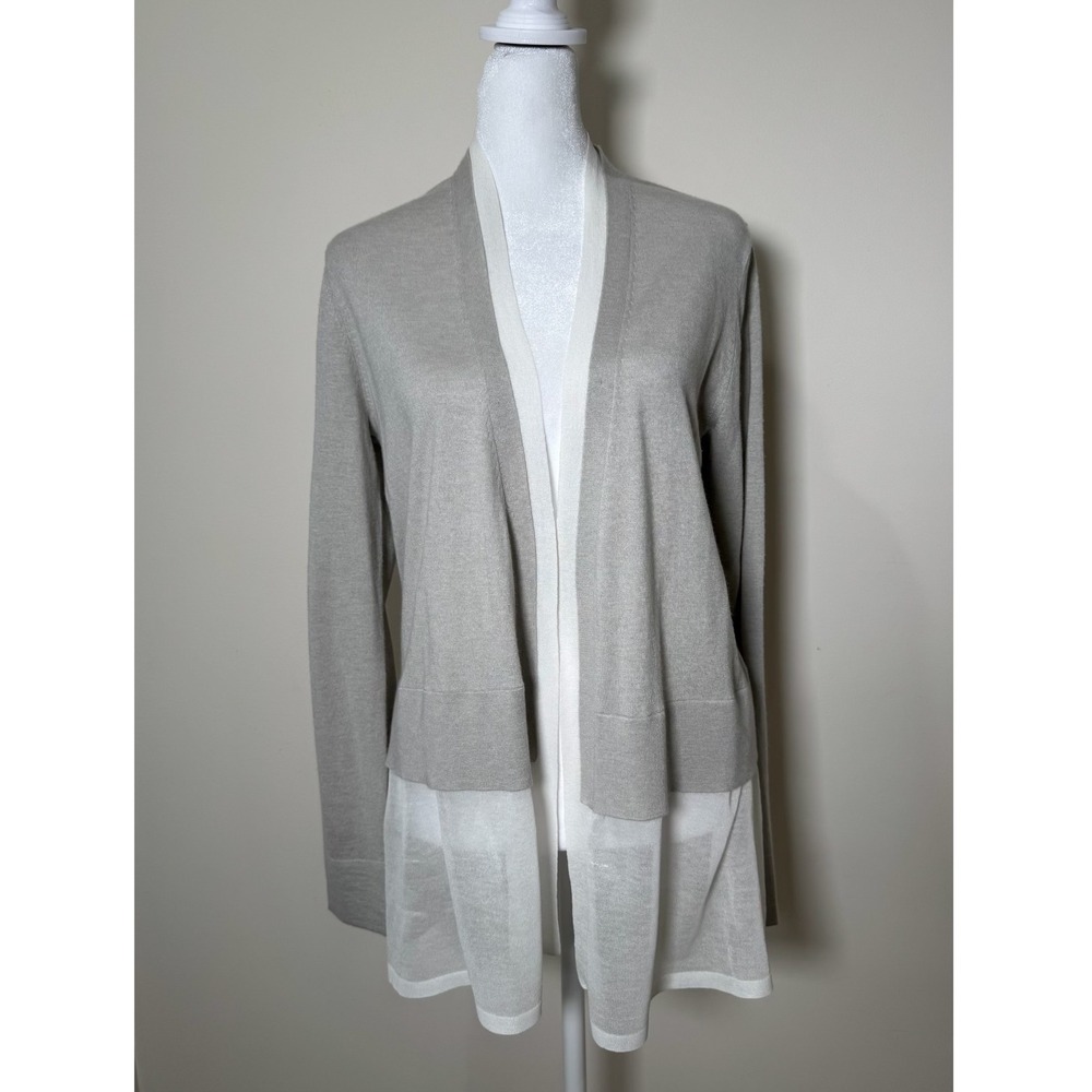 Neiman Marcus The Cashmere Collection Gray Layered Hem Cardigan M
